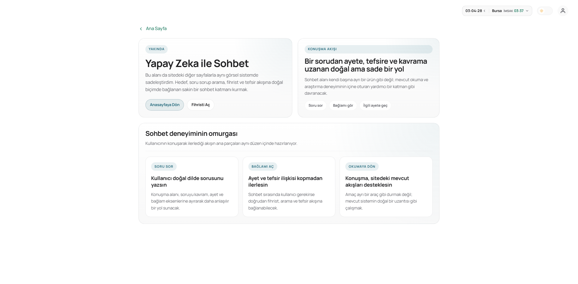 Kuran23 yapay zeka sohbet ekranı