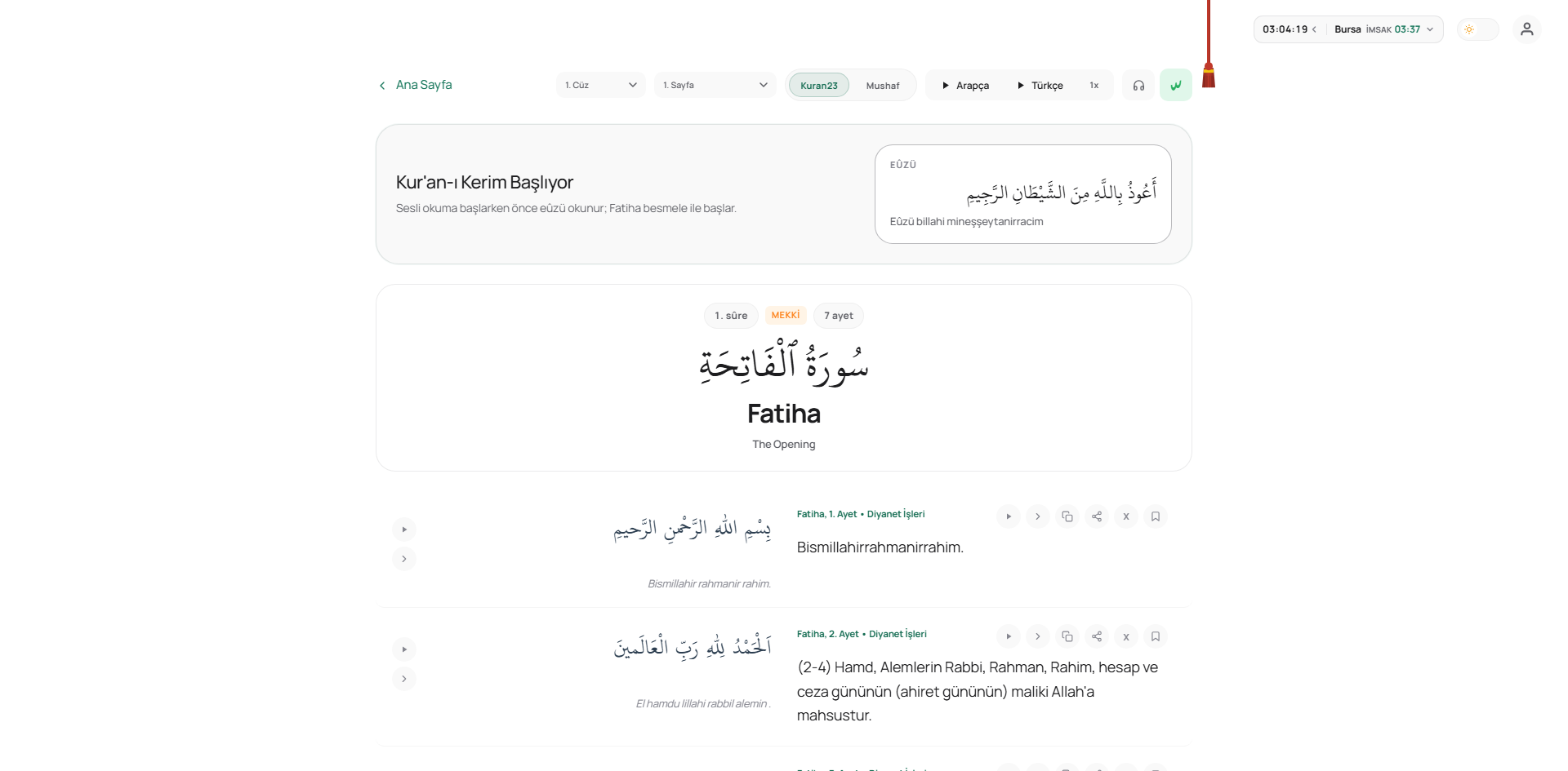 Kuran23 mushaf ekranı